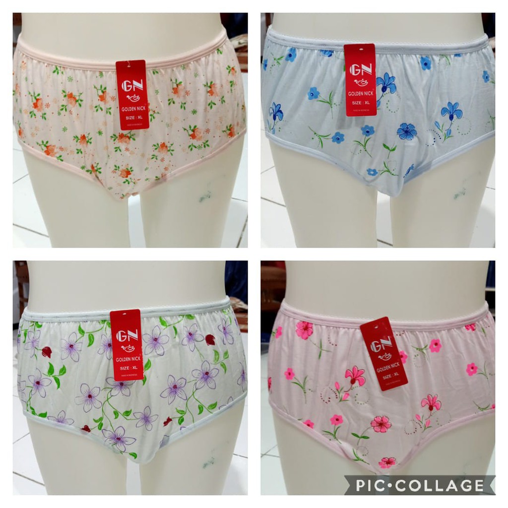 SET 6 Celana Dalam Wanita Motif FLORAL - CD GOLDEN NICK - Pakaian Dalam - Underwear M L XL XXL