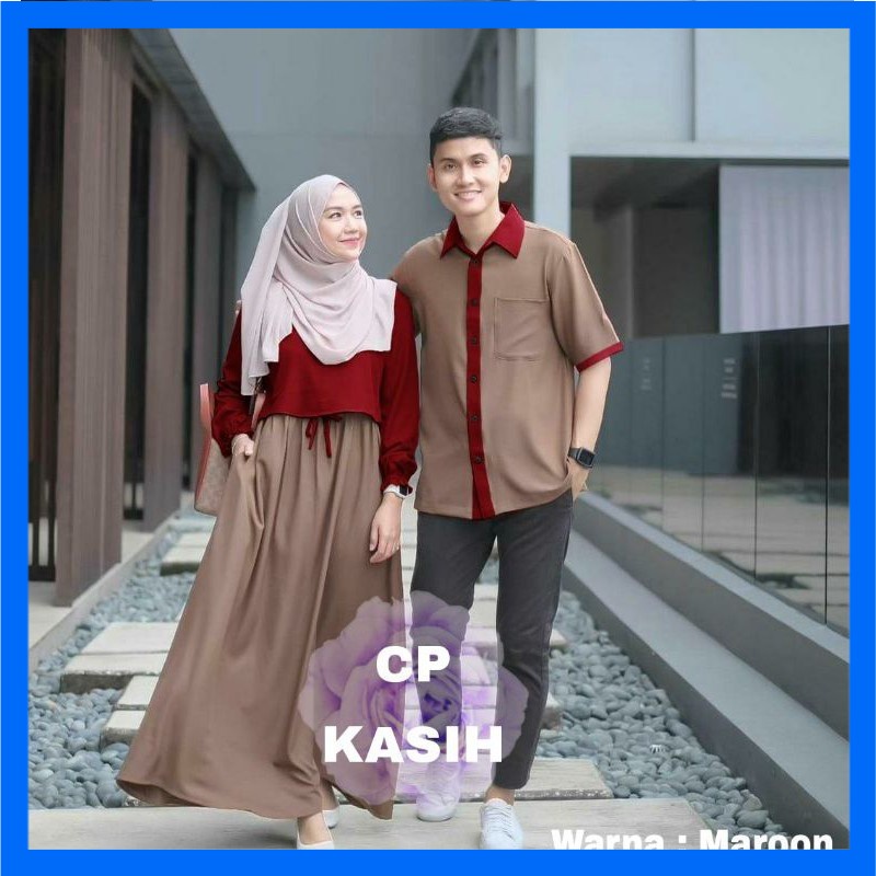 Baju Gamis Couple Kasih Cewek Cowok Trend Terbaru Lebaran 2021 Murah / Copel Suami Istri / Kopel