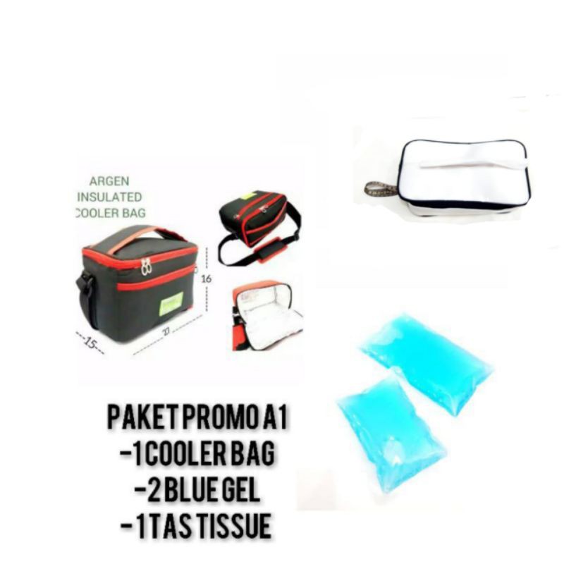 PROMO PAKET A1 , COOLER BAG ARGEN + 2 BLUE GEL + 1 TAS TISSUE sy56 s1