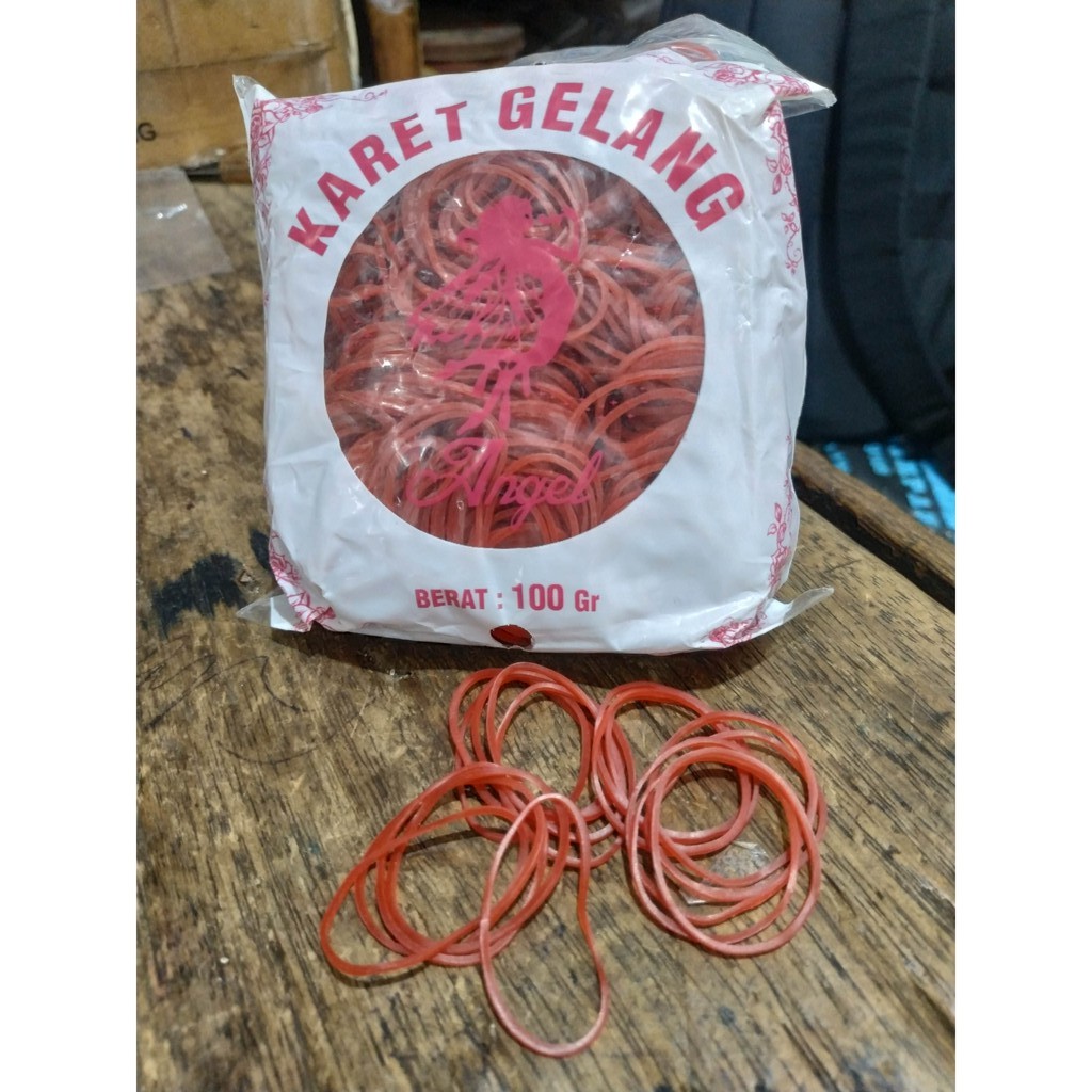 karet gelang merah 1 bungkusan - karet gelang merah kemasan kecil