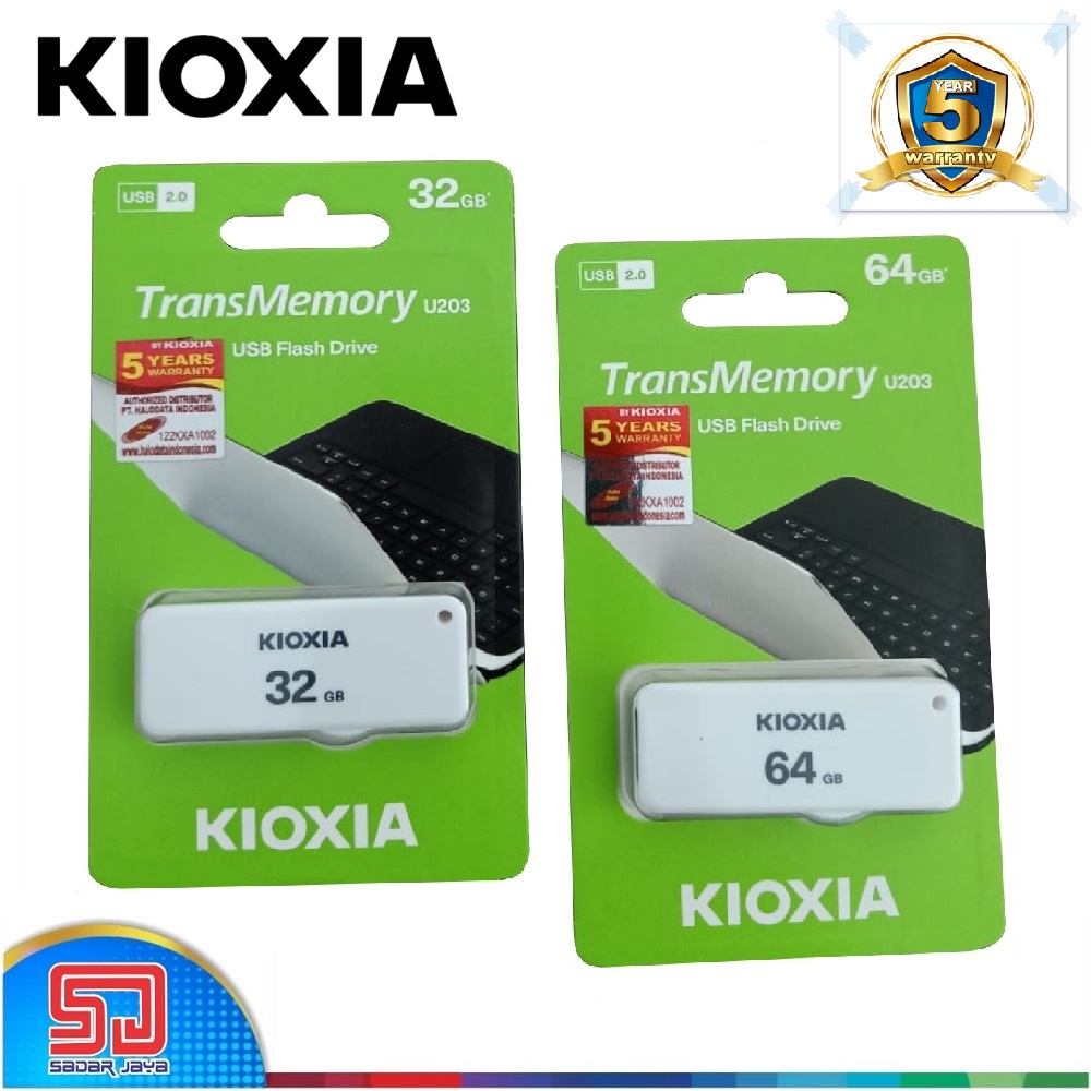 Kioxia U203 Flashdisk 32gb / 64GB USB 2.0 Flash Drive Sliding (Toshiba) Penyimpanan Data