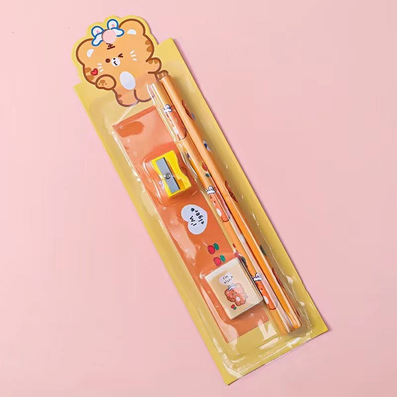 Tempat Pensil Bear Kotak Pensil SET Isi Stationery Alat Tulis Rautan