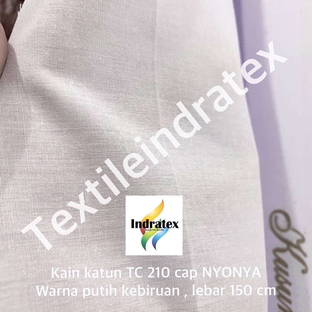 ( per setengah meter ) kain katun putih polos TC 210 NYONYA meteran lebar 150 cm bahan atasan baju hem kemeja seragam sekolah kerja kerudung bergo jilbab background backdrop foto taplak meja alas piknik mori kafan spanduk lukis pecel lele craft kerajinan