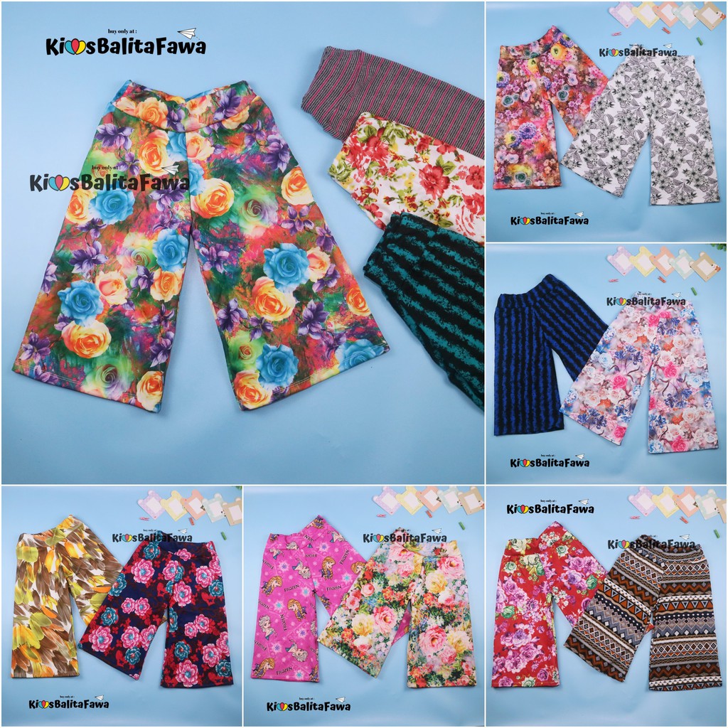 Kulot Motif Uk. 8-10 Tahun / Celana Cullotes 3per4 Anak Perempuan Murah Celana Pendek Pants Adem