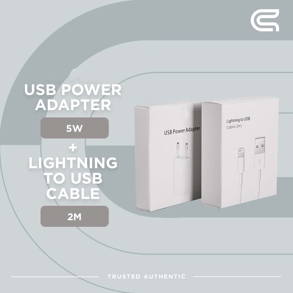 Paket Charger Lightning Cable 2 meter &amp; Adapter 5w