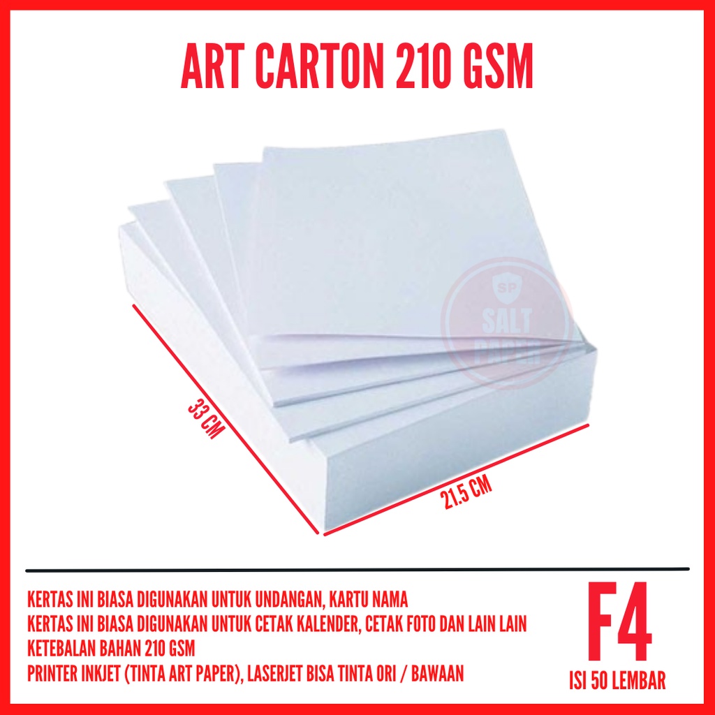 

Art Carton 210 gsm F4 50 lembar / Art Carton F4 / Art Karton F4 / Art Karton 210 gsm F4