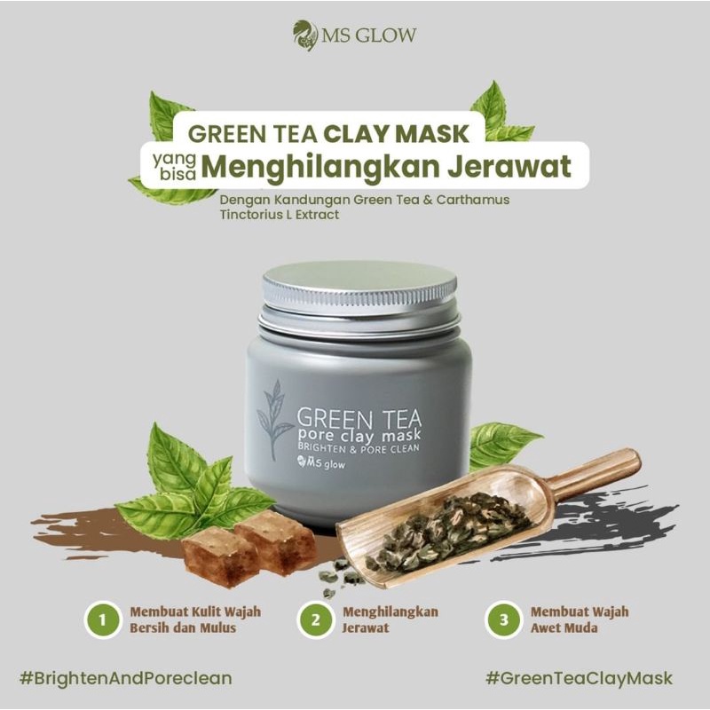 CLAY MASK GREENTEA  MSGLOW / CHARCOAL MASKER MS GLOW