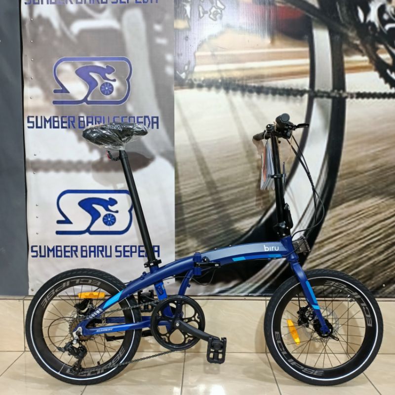 Sepeda Lipat Element Ecosmo 8 Speed Biru 20 Inch Alloy Hidrolik
