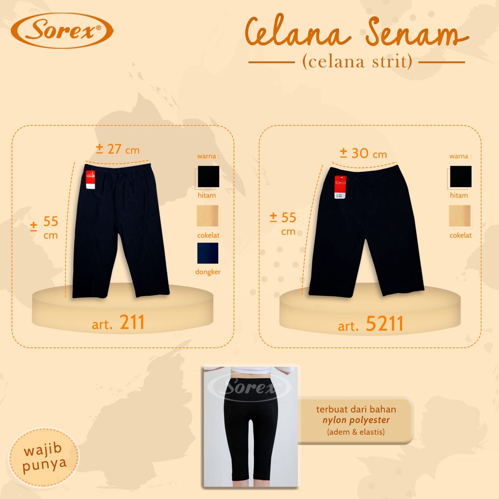 1 pcs Celana Senam / Celana Street - Celana Pendek Wanita 3/4 Polos - Short Pants Sorex 5211 - Bisa COD / Bayar di tempat