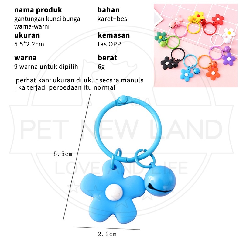 Liontin Lonceng Warna-warni Kucing dengan Bunga COLORFUL FLOWER BELL