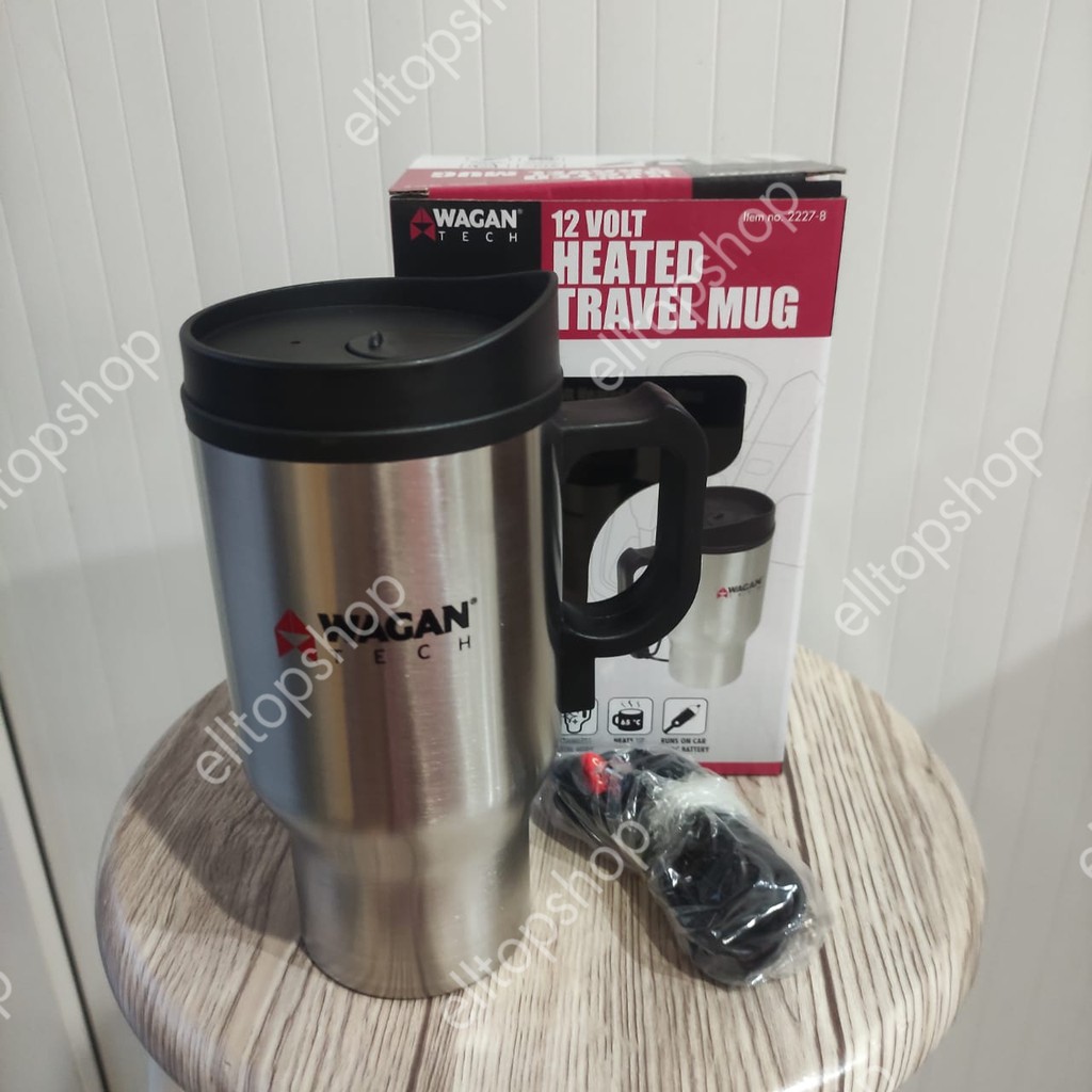 TECH MUG PEMANAS AIR MOBIL PORTABLE PEMBUAT KOPI WAGAN RAHAN KARAT STAINLESS STEEL