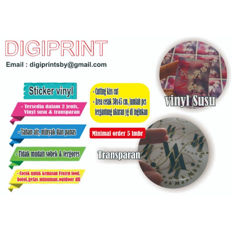 

Cetak + cutting vinyl A3 sticker frozenfood, sticker toples bumbu dll