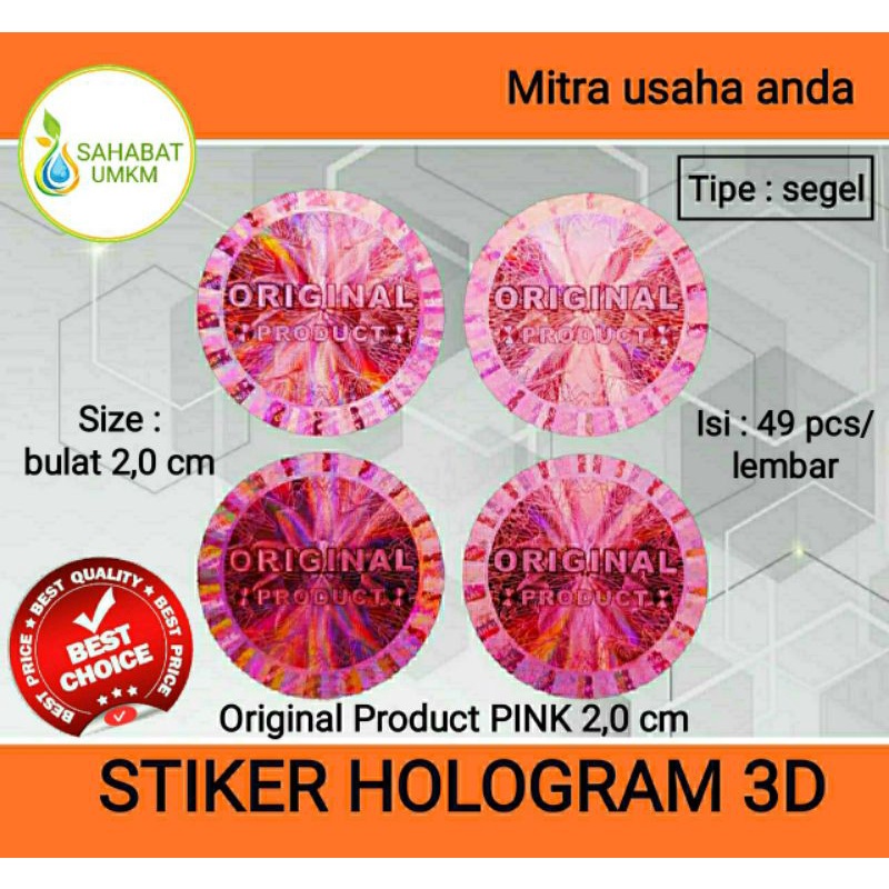 

STIKER HOLOGRAM 3D ORIGINAL PRODUCT PINK 2,0cm
