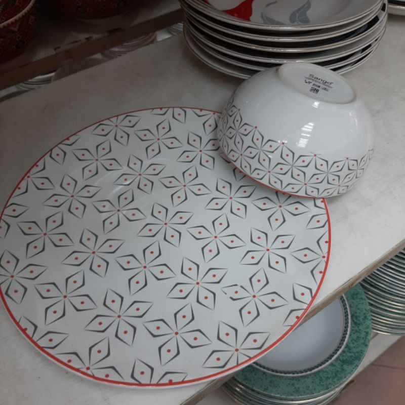 [SET] BATIK DINNER PLATE PIRING KERAMIK SANGO MANGKOK MANGKUK MOTIF BUNGA KOLEKSI