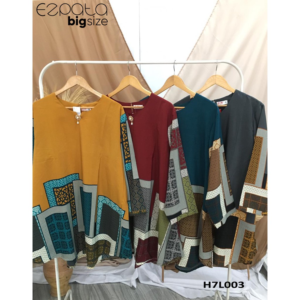 Ezpata Atasan Blouse Wanita Vintage Bigsize Jumbo XXXL BB 90kg LD 136cm Bahan Poliester