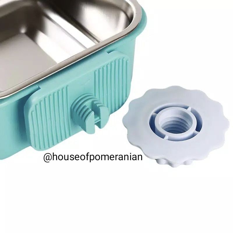 dog cat stainless bowl hanging food tempat makan hewan anjing kucing jepit