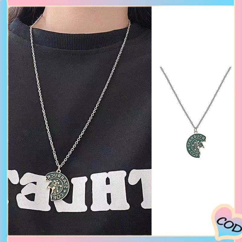 COD❤️ Kalung Serbaguna Sederhana Desain Ceruk Mahasiswa Unisex Berlekuk Liontin Starbucks-A.one