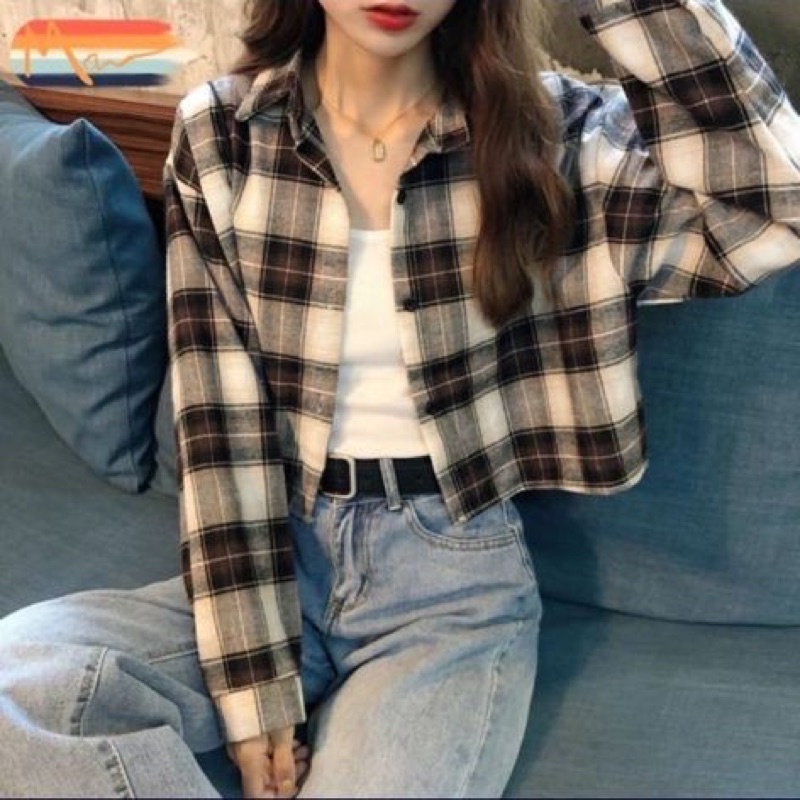 BEFAST - ZRD OOTD Wanita Kemeja Crop AMAYA / NAORI CROP TOP BLOUSE / Kemeja Crop Kekinian / Kemeja HEM Terlaris / Fashion Remaja Ala Style Korean / Kemeja Bisa Di Jadikan Outer