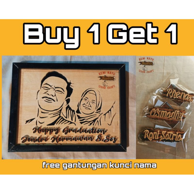 Ukiran Wajah /siluet wajah ukir/hadiah Ultah/ Anniv/wisuda UK 30x22cm
