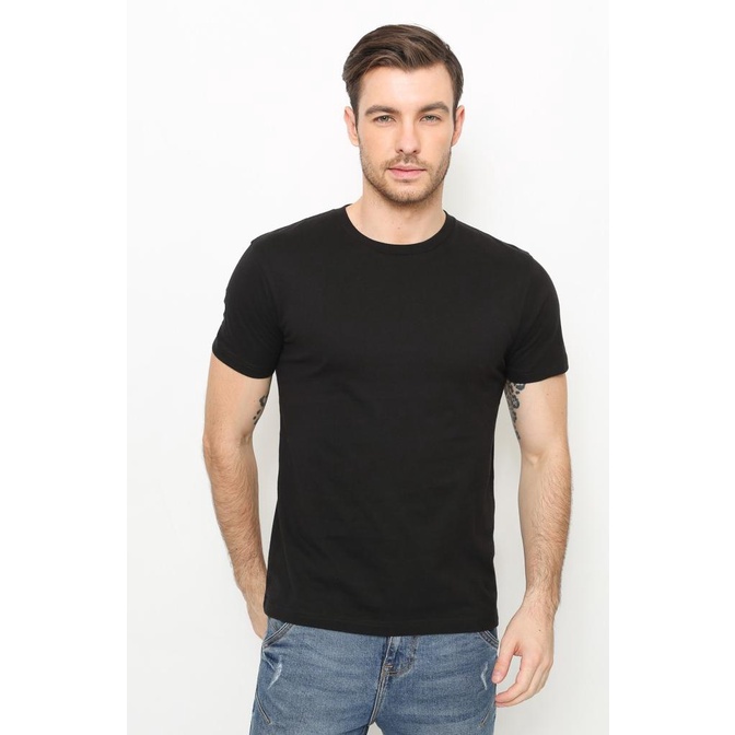 Gtee Men Kaos Polos Kerah Round Neck Black