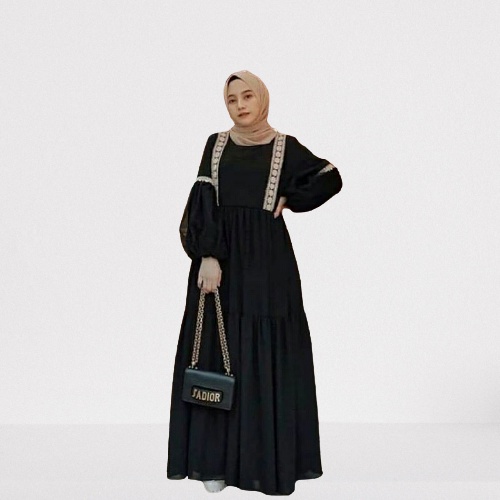 yulianty hijab fashion   gamis hitam terbaru jumbo   hayla dress  s m l xl xxl xxxl  maxy dress wani