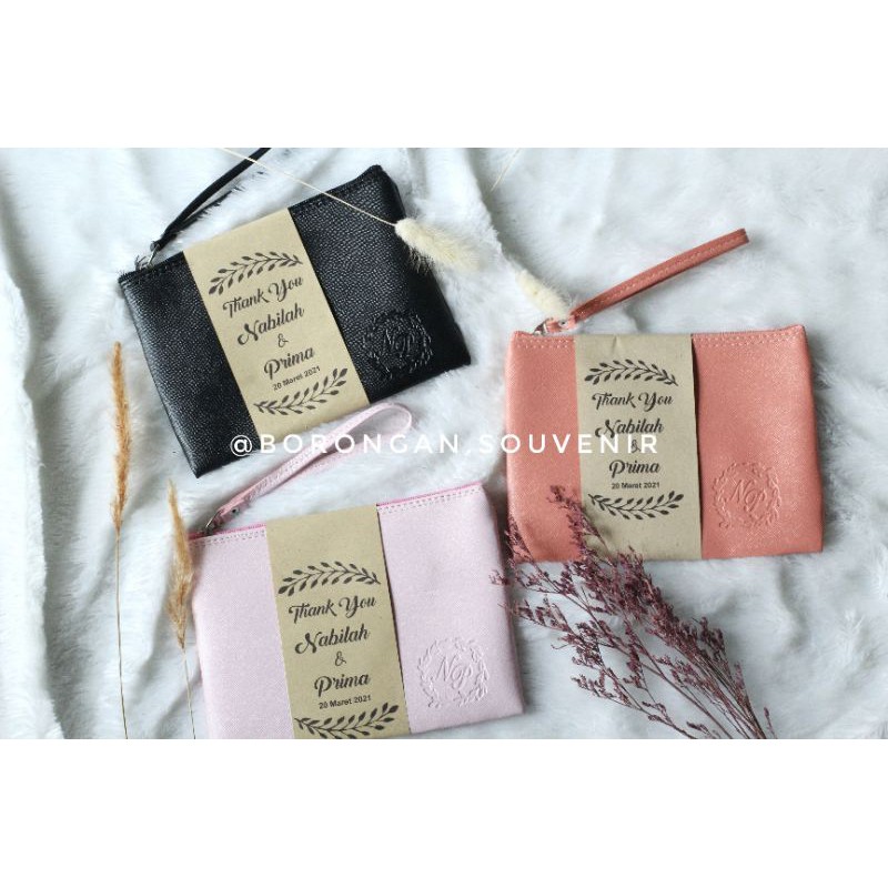 SOUVENIR PERNIKAHAN CLUTCH 20X14 CM TALI SAMBUNG RESLETING MINIM ORDER 100PCS