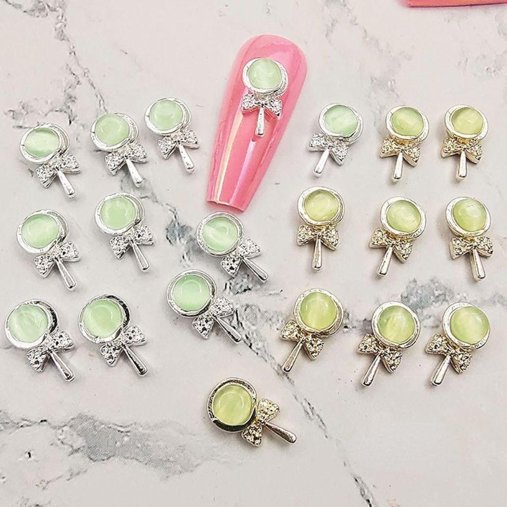 Mxbeauty Paku Charms Lollipop Ikatan Simpul Kuku Salon Kuku Kecantikan DIY Bahan Kuku Cat Eye 3D Dekorasi Kuku