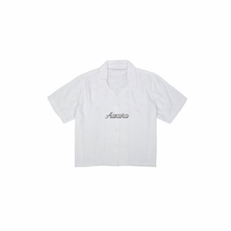 KEMEJA WANITA CROP TOP POLOS KATUN CROP SHIRT ORGANIK-CROP TOP PUTIH