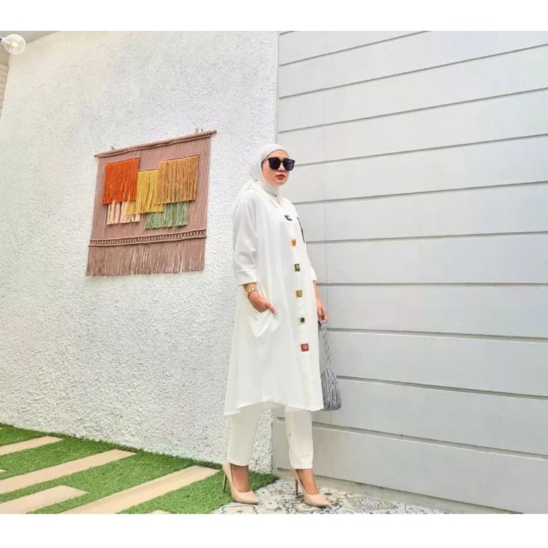 TUNIK KEMEJA JUMBO POLOS LINEN IMPORT MERK LUBANA ORI BY KARUNA