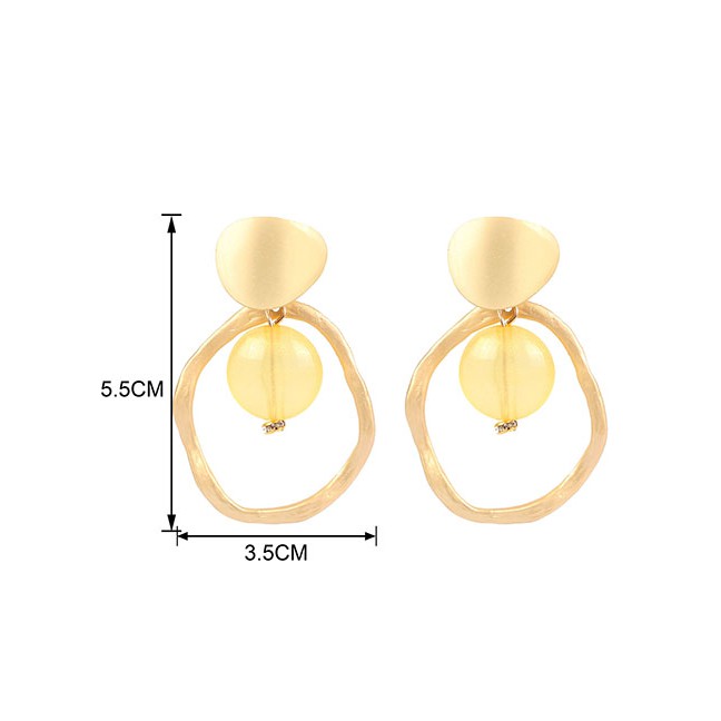 LRC Anting Tusuk Fashion Brown Asymmetric Acrylic Alloy Cutout Earrings F58362