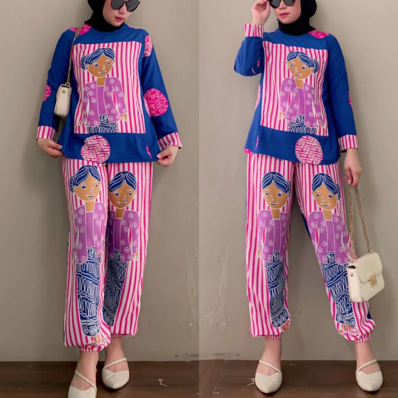 Setelan Celana Oneset Salur Tejo Kebaya