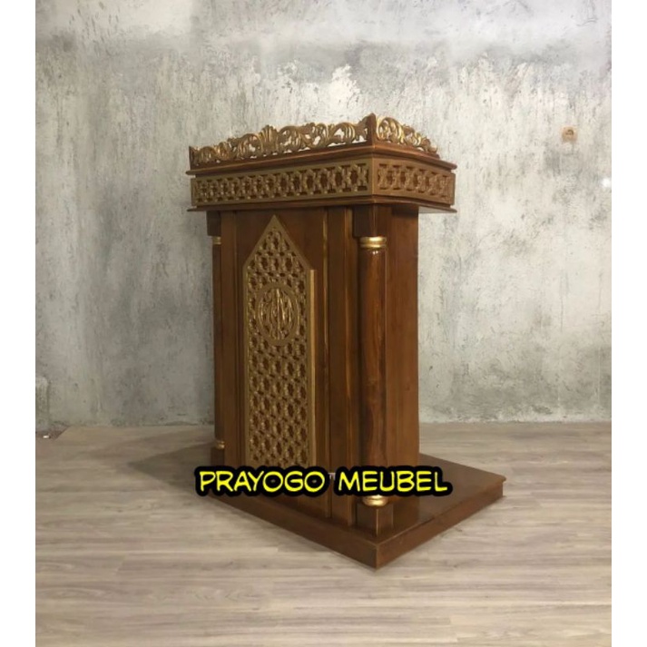 mimbar podium masjid minimalis ukir murah - mimbar khotbah masjid - podium ukir
