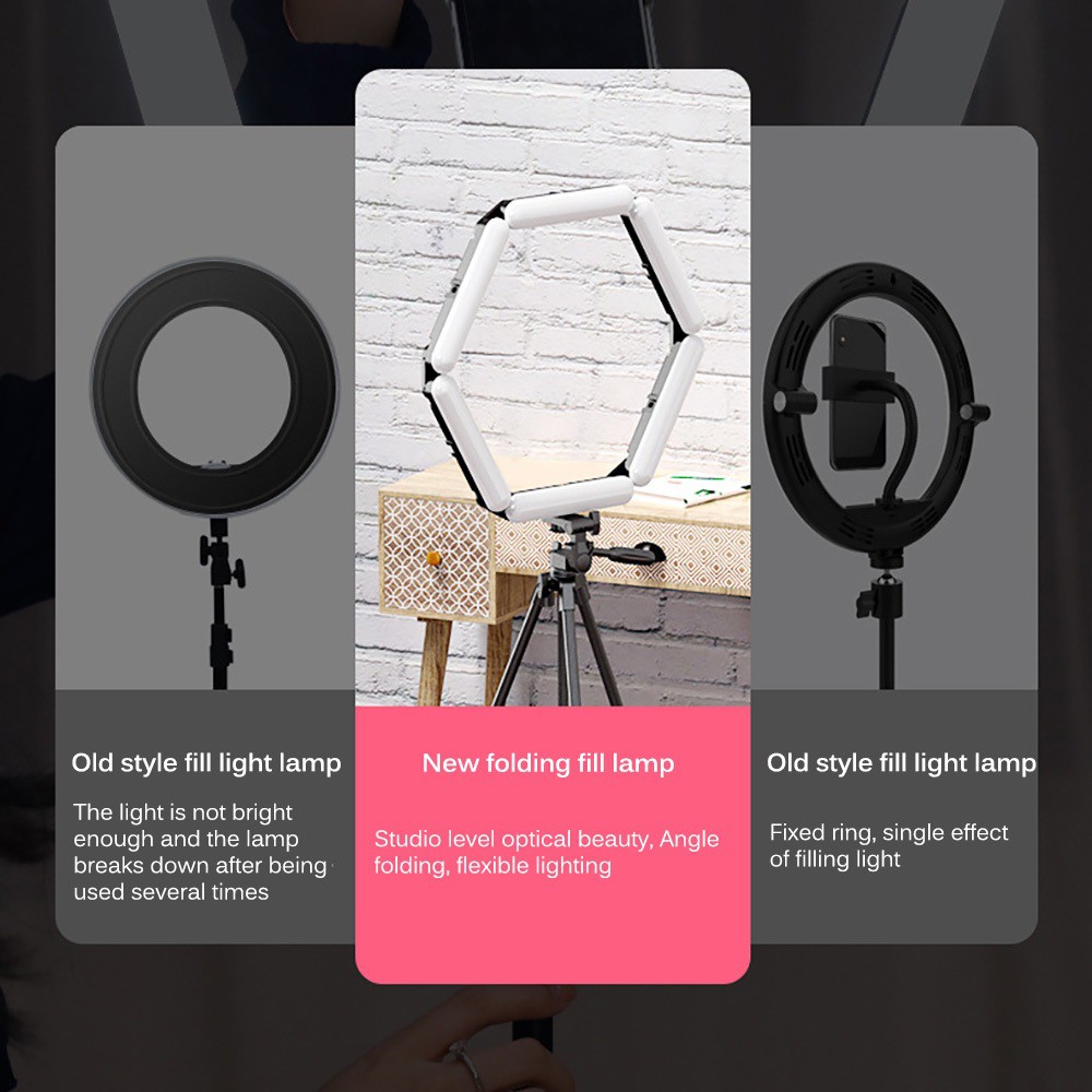 V8 - LED Foldable 6-Section Selfie Make Up Ring Light