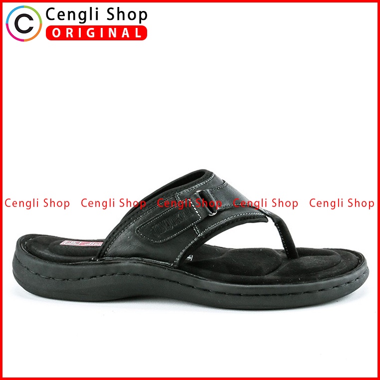 SANDAL CASUAL JIM JOKER PRIA ORIGINAL JEPIT KULIT BRANDED HITAM JJ03