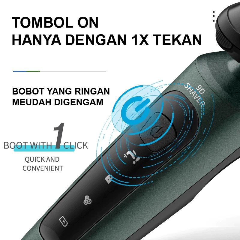 Alat Cukur Elektrik Pencukur Rambut Elektrik Shaver Elektrik 9D 3in1