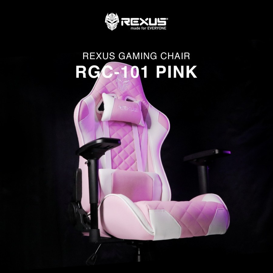 Rexus Gaming Chair / Kursi Gaming RGC 101 V2 Pink / Merah Muda