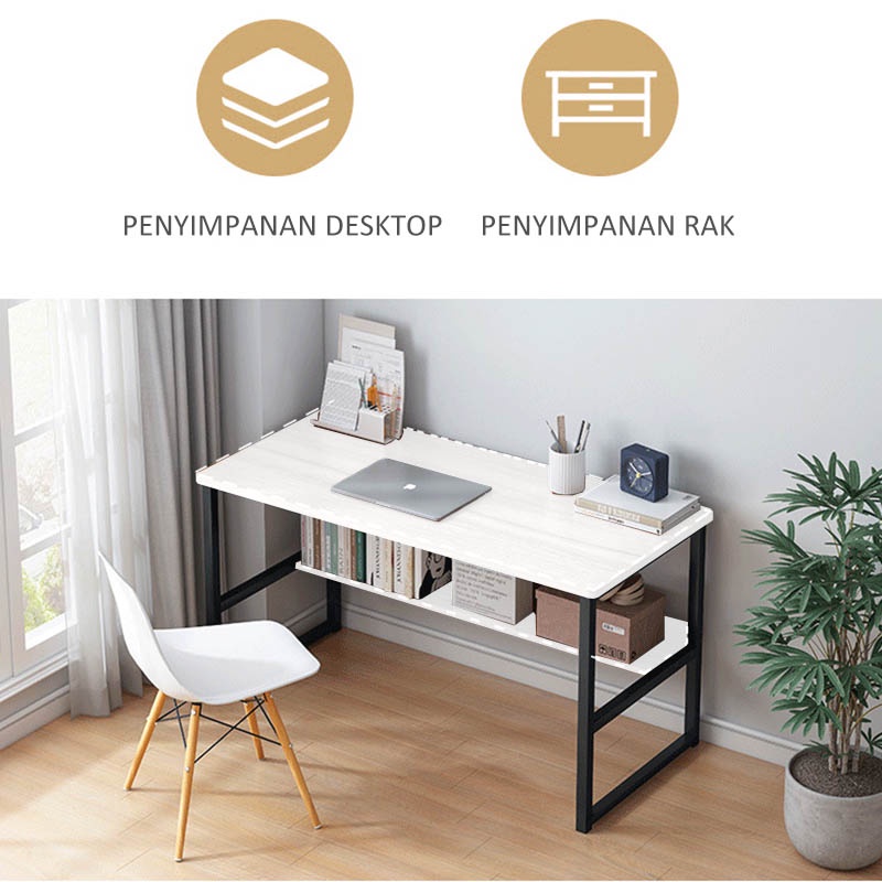 Weyon Sakura meja  kerja komputer meja belajar Meja kantor  Meja rias persegi panjang Meja kamar tidur sederhana Dengan partisi(A150 120cm✖45cm)