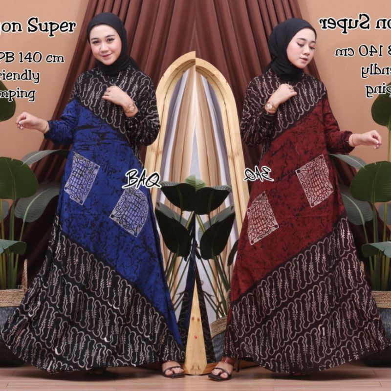 GAMIS RAYON SUPER PREMIUM MOTIF ABSTRAK MALAMAN (KASAIDA) LD 120 JUMBO RESLETING DEPAN BUSUI FRIENDLY HOMEDRESS WANITA KEKINIAN