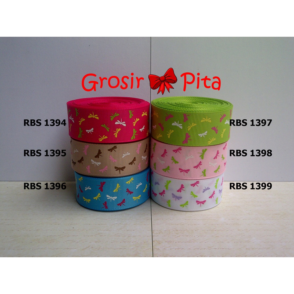 

(25 yard) Pita Grosgrain Motif Dragonfly RBS 1394,1395,1396,1397,1398,1399 | Toko Bahan Craft | Grosir Pita