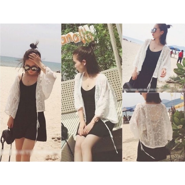 Pakaian Wanita Cardigan Motif Bunga Warna Putih (24730)