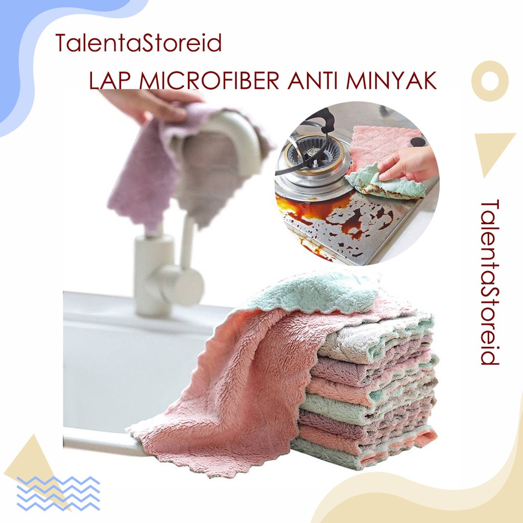 Kain Lap Microfiber Anti Minyak Lap Untuk Dapur Meja Piring Anti Lengket Menyerap Air Lebih Banyak