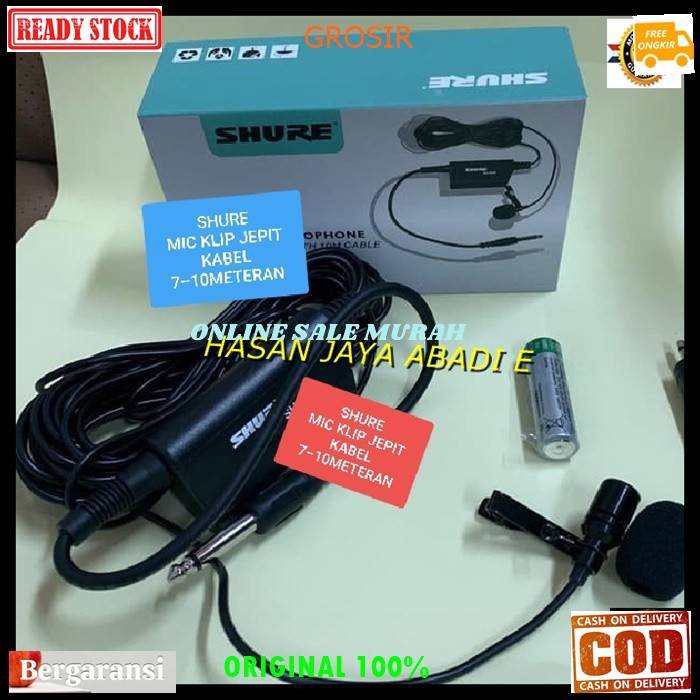 G62 Shure Mic Jepit kabel 10 meter Kancing kerah baju microphone Clip on klip tie Condensor sensitif aux mikrophone mik karaoke sound audio klip cable profesional pro vocal vokal karaoke mikrophone microphone audio sound system panggung dj studio sensitif