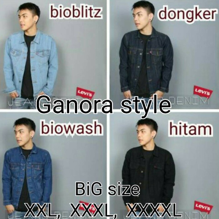 jaket levis BIG SIZE ( JAKET LEVIS, JAKET JEANS, JAKET LEVIS PRIA) - Hitam, XXXL