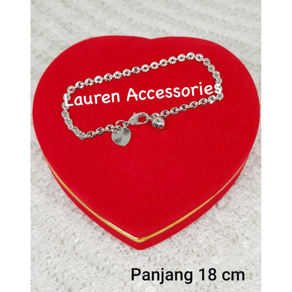 Gelang Tangan Dewasa Rantai Rante Motif Polos Perhiasan Imitasi Lapis Emas Putih GT 5245