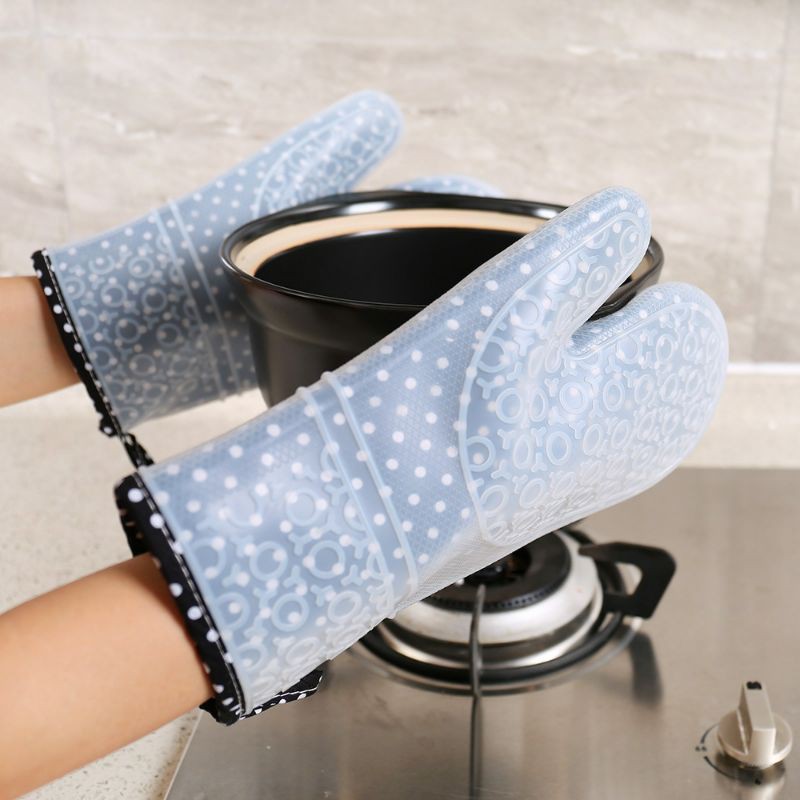 silicone oven mitten with cotton inner / sarung tangan silikon