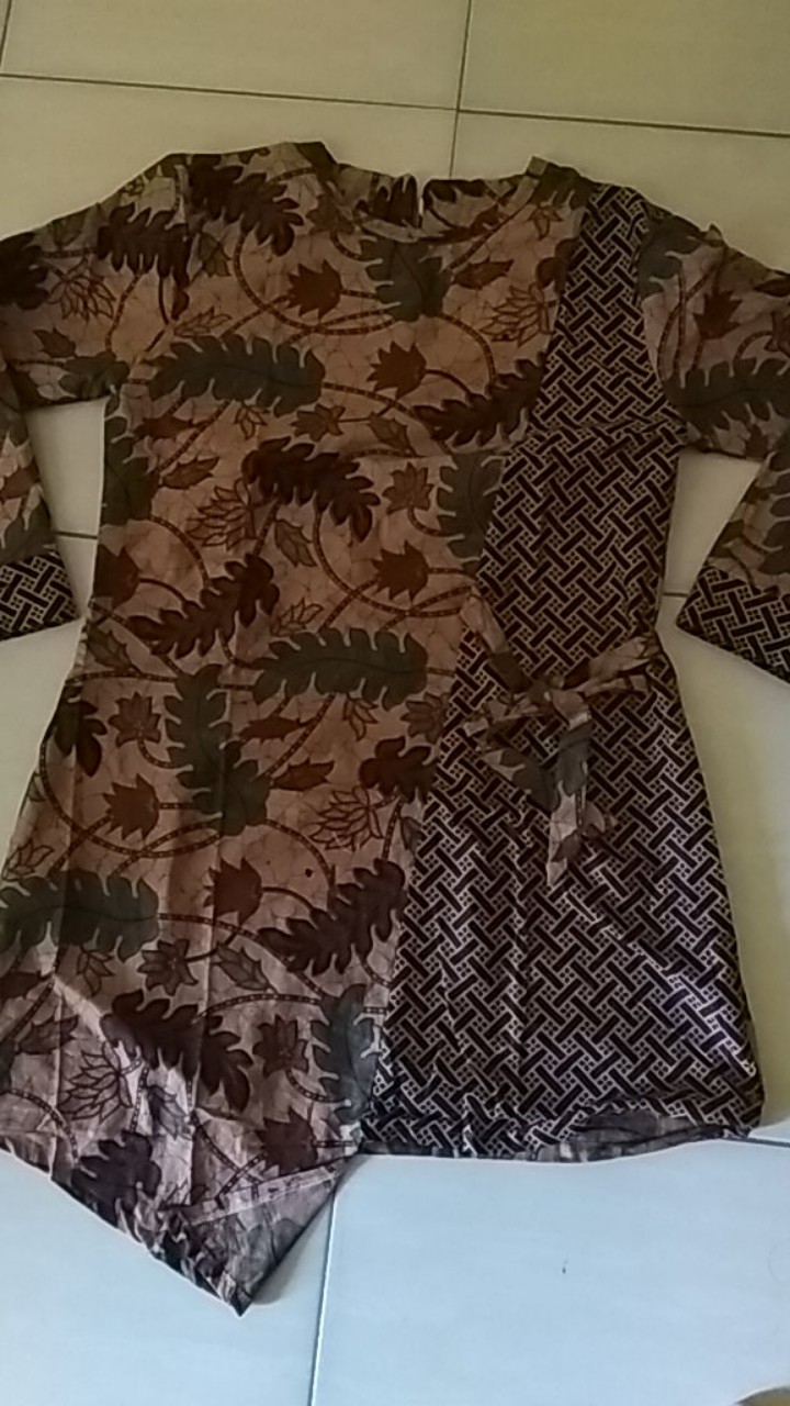 M-l-xl-xxl Batik Tunik Wanita Asj Sa Hrb026 Kenongo Pekalongan Sogan Tulis