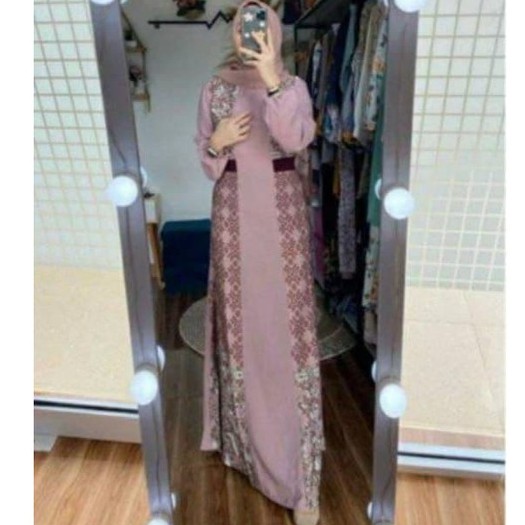 GAMIS WOLLYCREPE MAXMARA POLOS KOMBINASI UKURAN ALLSIZE COCOK BUAT BAJU SERAGAM LEBARAN