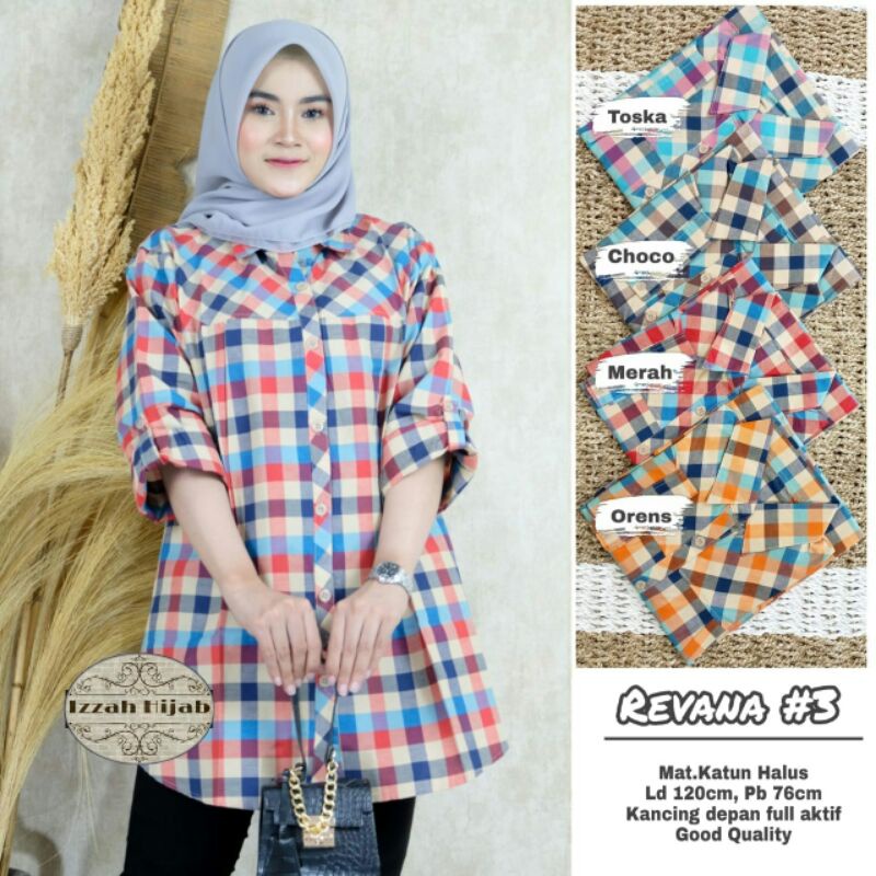 Tunik kotak kotak untuk wanita Jumbo ld 120#baju wanita formal#kemeja kerja cewe