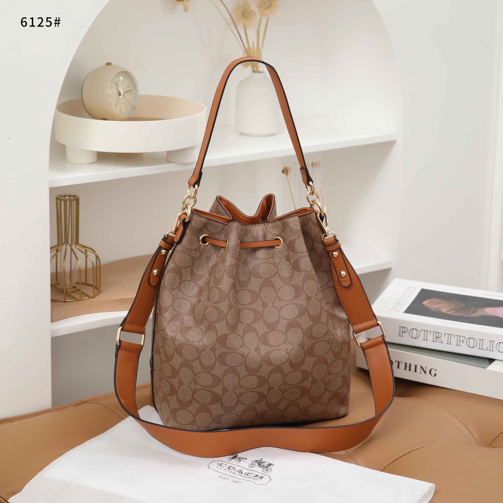 Coa Signature And Leather Bucket Bag 6125