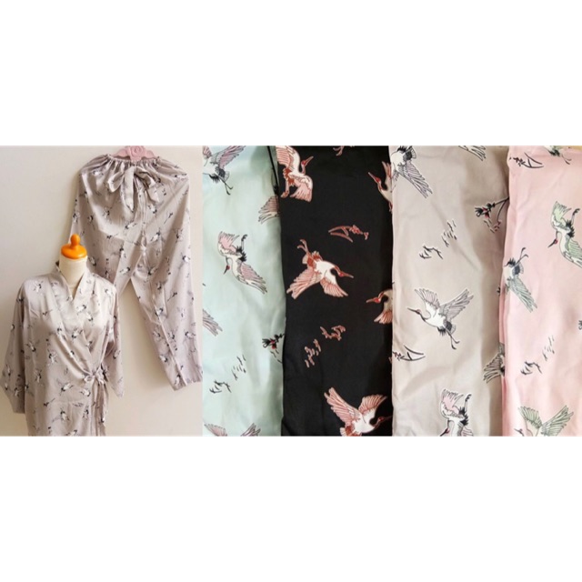 kimono burung 2, polos satin,keropi cp, piyama merah